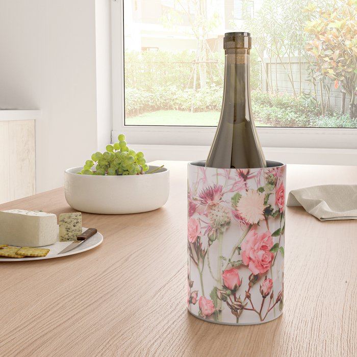 Flowers - Pastel Wildflowers and Pink Roses - Flat lay Florals Wine Chiller Gallery Image 4