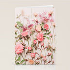 Flowers - Pastel Wildflowers and Pink Roses - Flat lay Florals Stationery Card Gallery Image 2