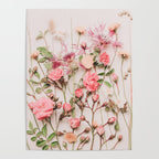 Flowers - Pastel Wildflowers and Pink Roses - Flat lay Florals Poster Gallery Image 4