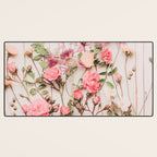 Flowers - Pastel Wildflowers and Pink Roses - Flat lay Florals Desk Mat Gallery Image 3