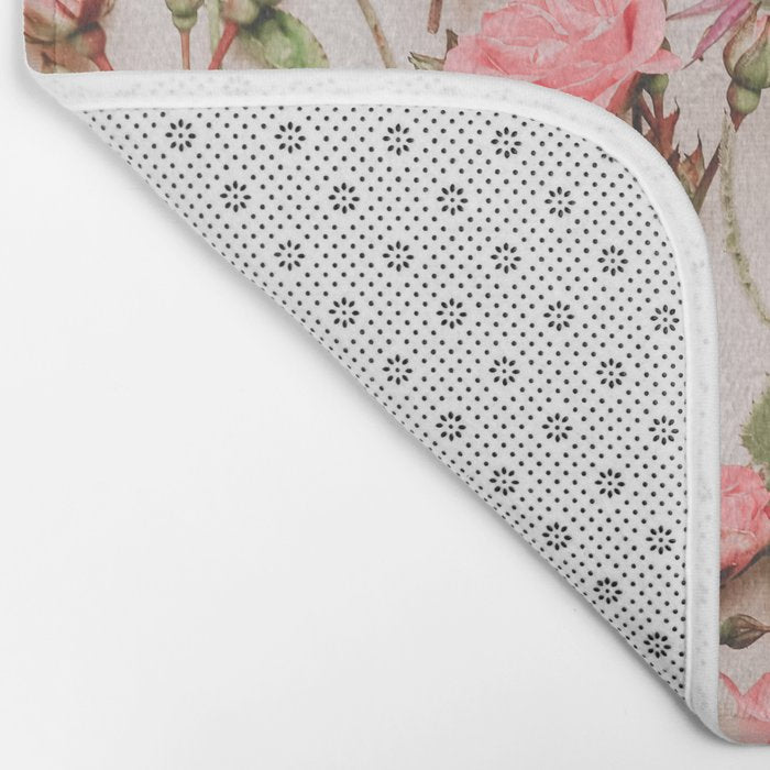 Flowers - Pastel Wildflowers and Pink Roses - Flat lay Florals Bath Mat Gallery Image 2