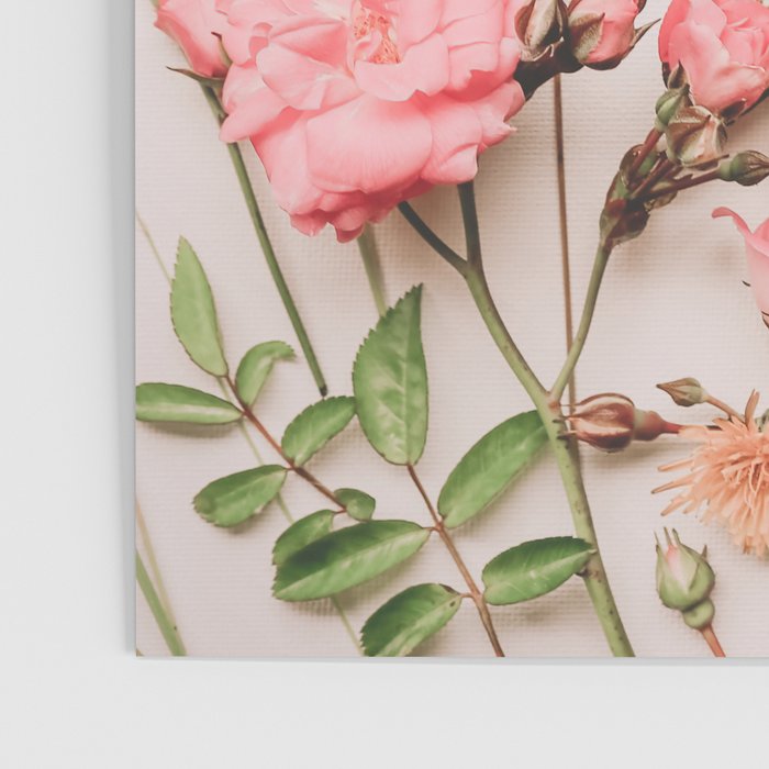 Flowers - Pastel Wildflowers and Pink Roses - Flat lay Florals Poster Gallery Image 3