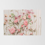 Flowers - Pastel Wildflowers and Pink Roses - Flat lay Florals Rug Gallery Image 2