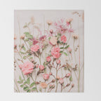 Flowers - Pastel Wildflowers and Pink Roses - Flat lay Florals Throw Blanket Gallery Image 2