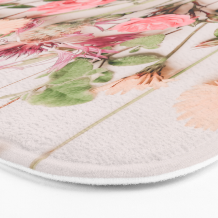 Flowers - Pastel Wildflowers and Pink Roses - Flat lay Florals Bath Mat Gallery Image 3