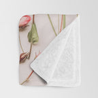Flowers - Pastel Wildflowers and Pink Roses - Flat lay Florals Throw Blanket Gallery Image 3