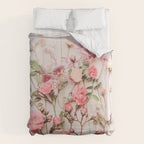 Flowers - Pastel Wildflowers and Pink Roses - Flat lay Florals Duvet Cover Gallery Image 6