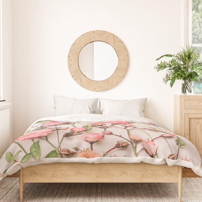 Flowers - Pastel Wildflowers and Pink Roses - Flat lay Florals Duvet Cover Gallery Image 3