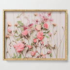 Flowers - Pastel Wildflowers and Pink Roses - Flat lay Florals Serving Tray Gallery Image 1