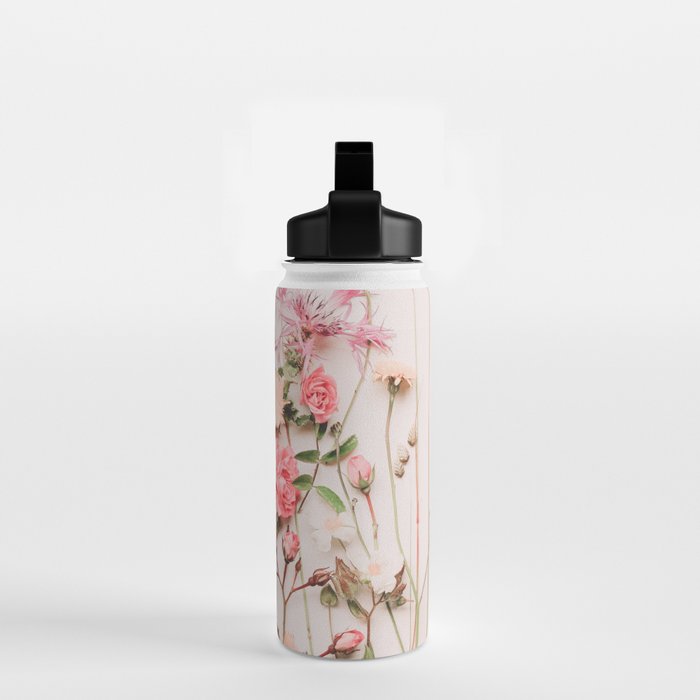 Flowers - Pastel Wildflowers and Pink Roses - Flat lay Florals Water Bottle Gallery Image 2