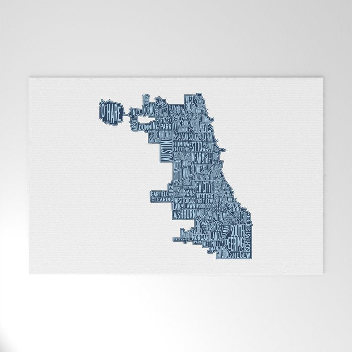 Chicago Neighborhood Map Welcome Mat Gallery Image 1