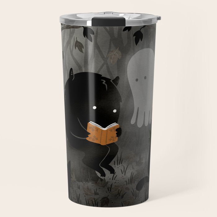 A Quiet Spooky Spot (Book Reading Monster) Travel Mug Gallery Image 1