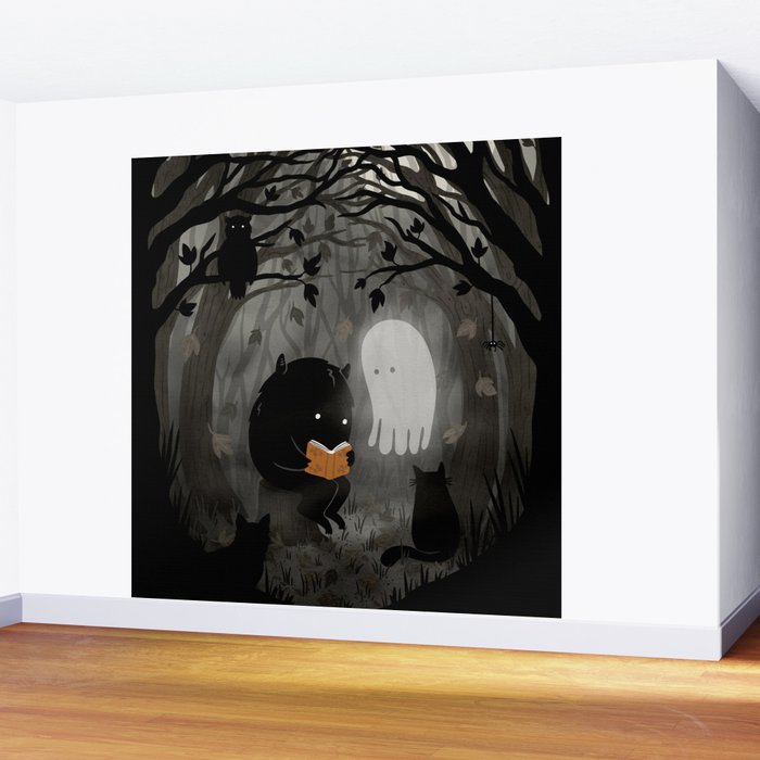 A Quiet Spooky Spot (Book Reading Monster) Wall Mural Gallery Image 2