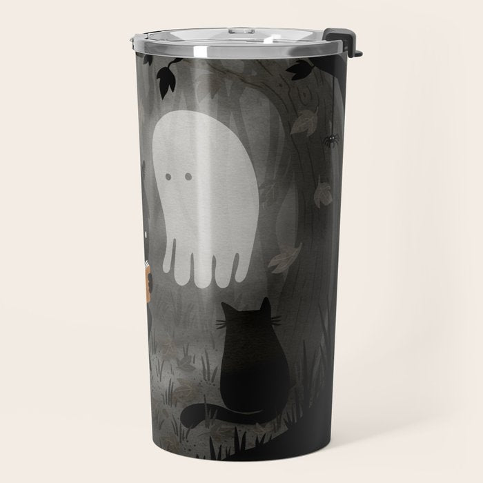 A Quiet Spooky Spot (Book Reading Monster) Travel Mug Gallery Image 2