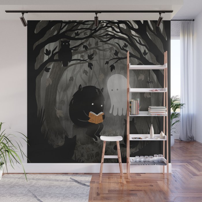 A Quiet Spooky Spot (Book Reading Monster) Wall Mural Gallery Image 1