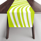 Wavy Stripes XXXVIII - Y2K Lime Green Table Runner Gallery Image 1