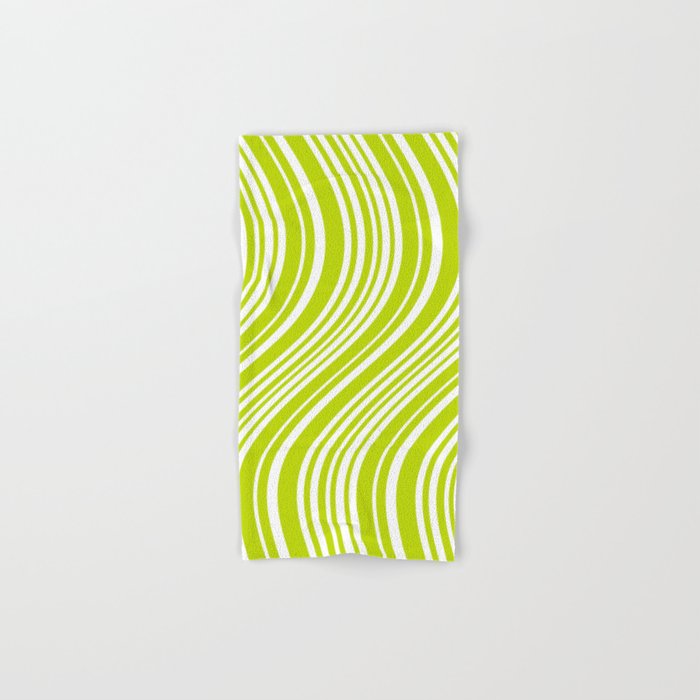 Wavy Stripes XXXVIII - Y2K Lime Green Bath Towel Gallery Image 1