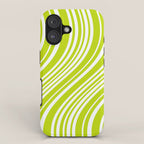 Wavy Stripes XXXVIII - Y2K Lime Green iPhone Case Gallery Image 1