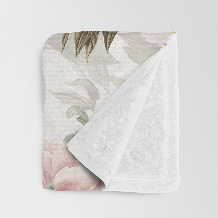 Vintage & Shabby Chic - Antique Pink Peony Flowers Garden Throw Blanket Gallery Image 3