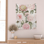 Vintage & Shabby Chic - Antique Pink Peony Flowers Garden Wall Tapestry Gallery Image 2