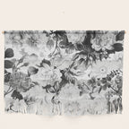 Black gray modern watercolor roses floral pattern Wall Hanging Gallery Image 1