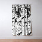 Black gray modern watercolor roses floral pattern Window Curtain Gallery Image 3
