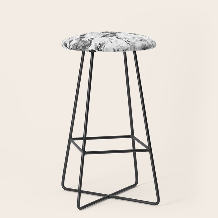 Black gray modern watercolor roses floral pattern Stool Gallery Image 1