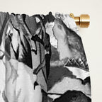 Black gray modern watercolor roses floral pattern Window Curtain Gallery Image 2