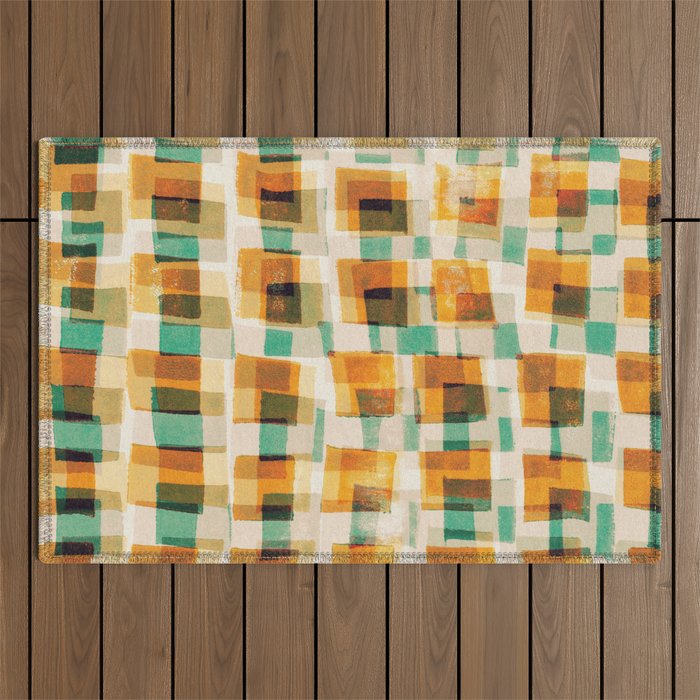 Abstract Linocut Pattern #9 Outdoor Rug Gallery Image 1