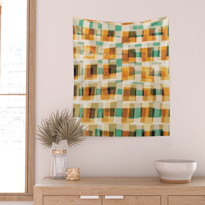 Abstract Linocut Pattern #9 Wall Tapestry Gallery Image 2