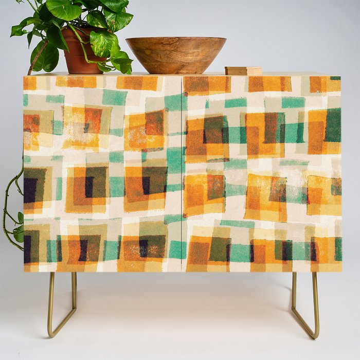 Abstract Linocut Pattern #9 Credenza Gallery Image 1