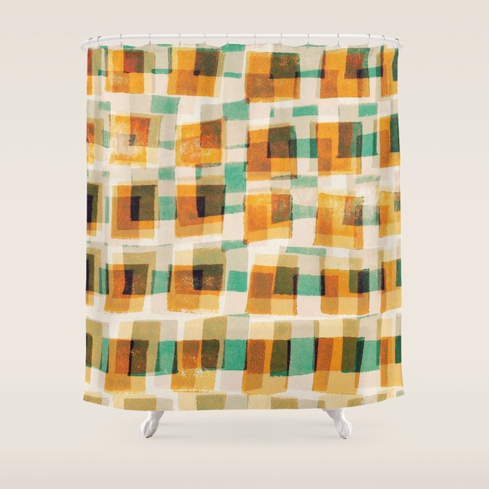 Abstract Linocut Pattern #9 Shower Curtain Gallery Image 1