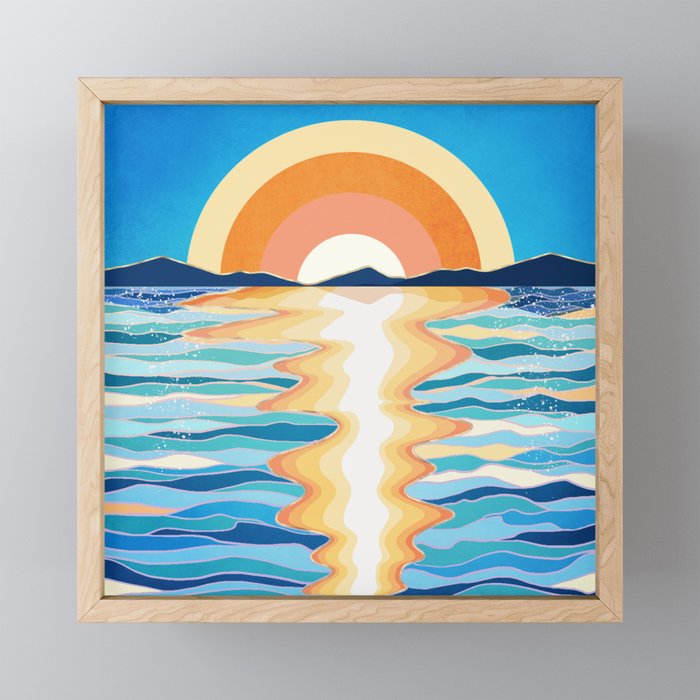 Retro Ocean Sun Mini Art Print Gallery Image 1