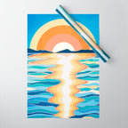 Retro Ocean Sun Wrapping Paper Gallery Image 1