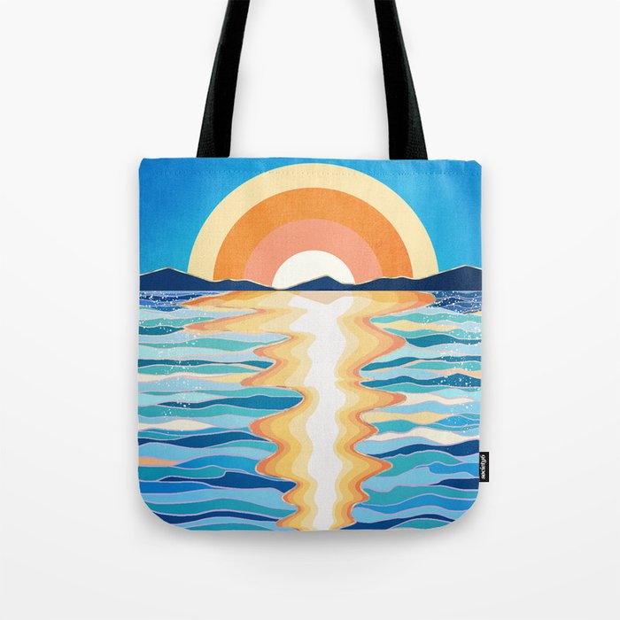 Retro Ocean Sun Tote Bag Gallery Image 1
