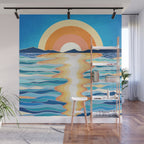 Retro Ocean Sun Wall Mural Gallery Image 1