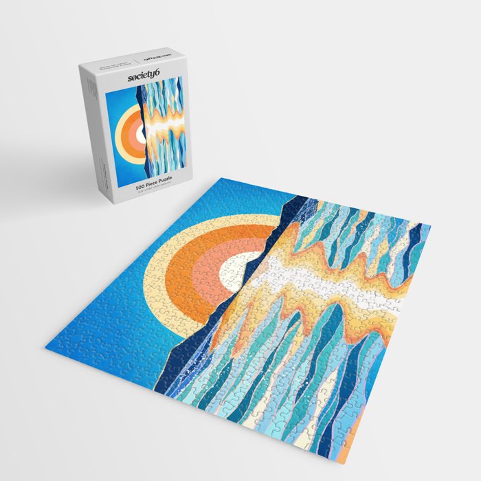 Retro Ocean Sun Jigsaw Puzzle Gallery Image 2