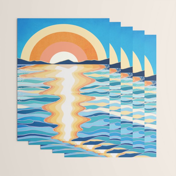 Retro Ocean Sun Wrapping Paper Gallery Image 3