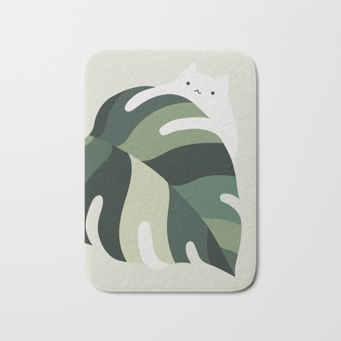 Cat and Plant 12B Bath Mat Gallery Image 1