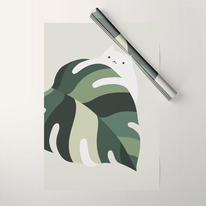 Cat and Plant 12B Wrapping Paper Gallery Image 1