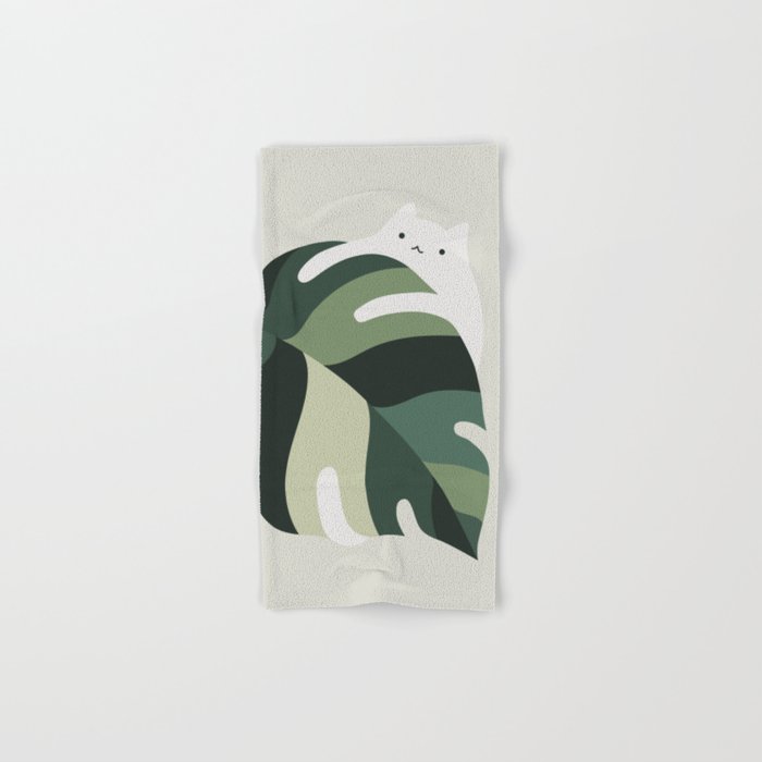 Cat and Plant 12B Bath Towel Gallery Image 1