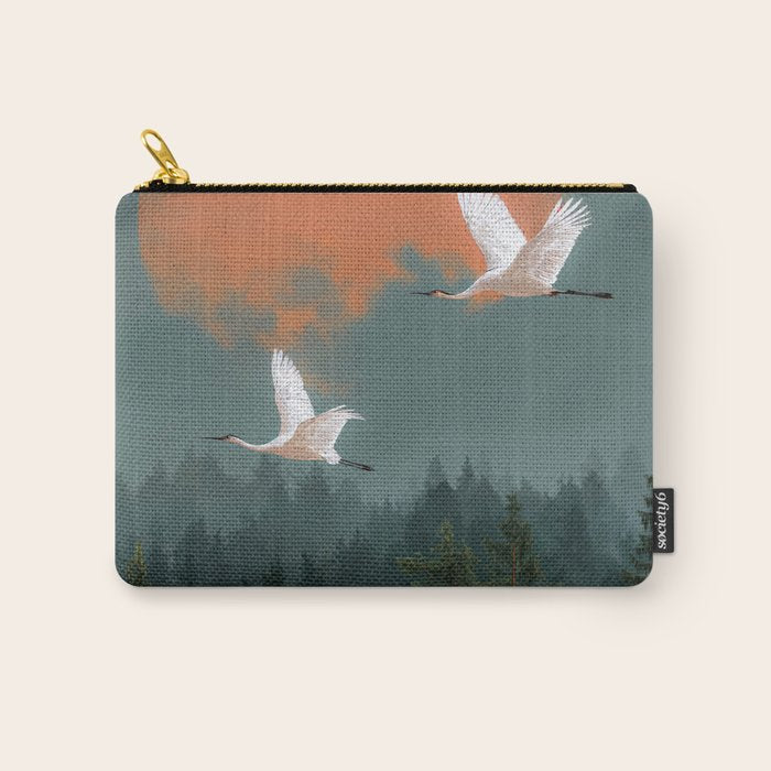 Japanese Painting Heron Poster Sage Green Wabi Sabi Wall Art Japanese Art Japandi Wall Art Carry All Pouch Gallery Image 1