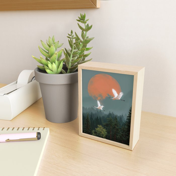 Japanese Painting Heron Poster Sage Green Wabi Sabi Wall Art Japanese Art Japandi Wall Art Mini Art Print Gallery Image 2