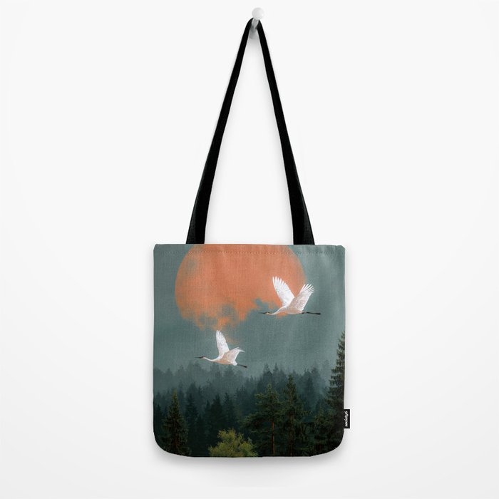 Japanese Painting Heron Poster Sage Green Wabi Sabi Wall Art Japanese Art Japandi Wall Art Tote Bag Gallery Image 2