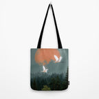 Japanese Painting Heron Poster Sage Green Wabi Sabi Wall Art Japanese Art Japandi Wall Art Tote Bag Gallery Image 2