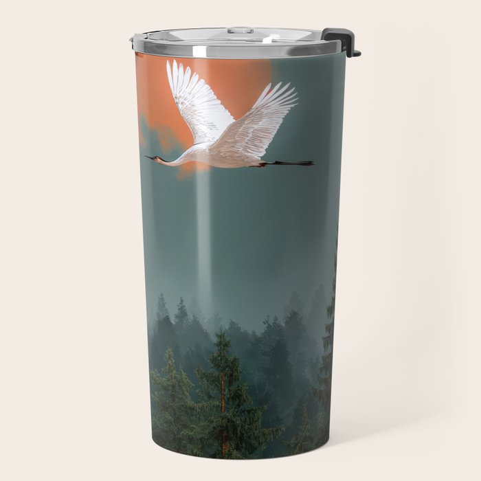 Japanese Painting Heron Poster Sage Green Wabi Sabi Wall Art Japanese Art Japandi Wall Art Travel Mug Gallery Image 2