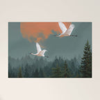 Japanese Painting Heron Poster Sage Green Wabi Sabi Wall Art Japanese Art Japandi Wall Art Welcome Mat Gallery Image 1