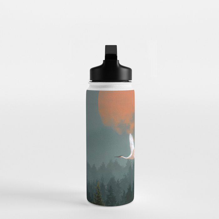 Japanese Painting Heron Poster Sage Green Wabi Sabi Wall Art Japanese Art Japandi Wall Art Water Bottle Gallery Image 3