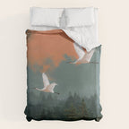 Japanese Painting Heron Poster Sage Green Wabi Sabi Wall Art Japanese Art Japandi Wall Art Duvet Cover Gallery Image 6