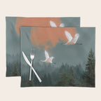 Japanese Painting Heron Poster Sage Green Wabi Sabi Wall Art Japanese Art Japandi Wall Art Placemat Gallery Image 1